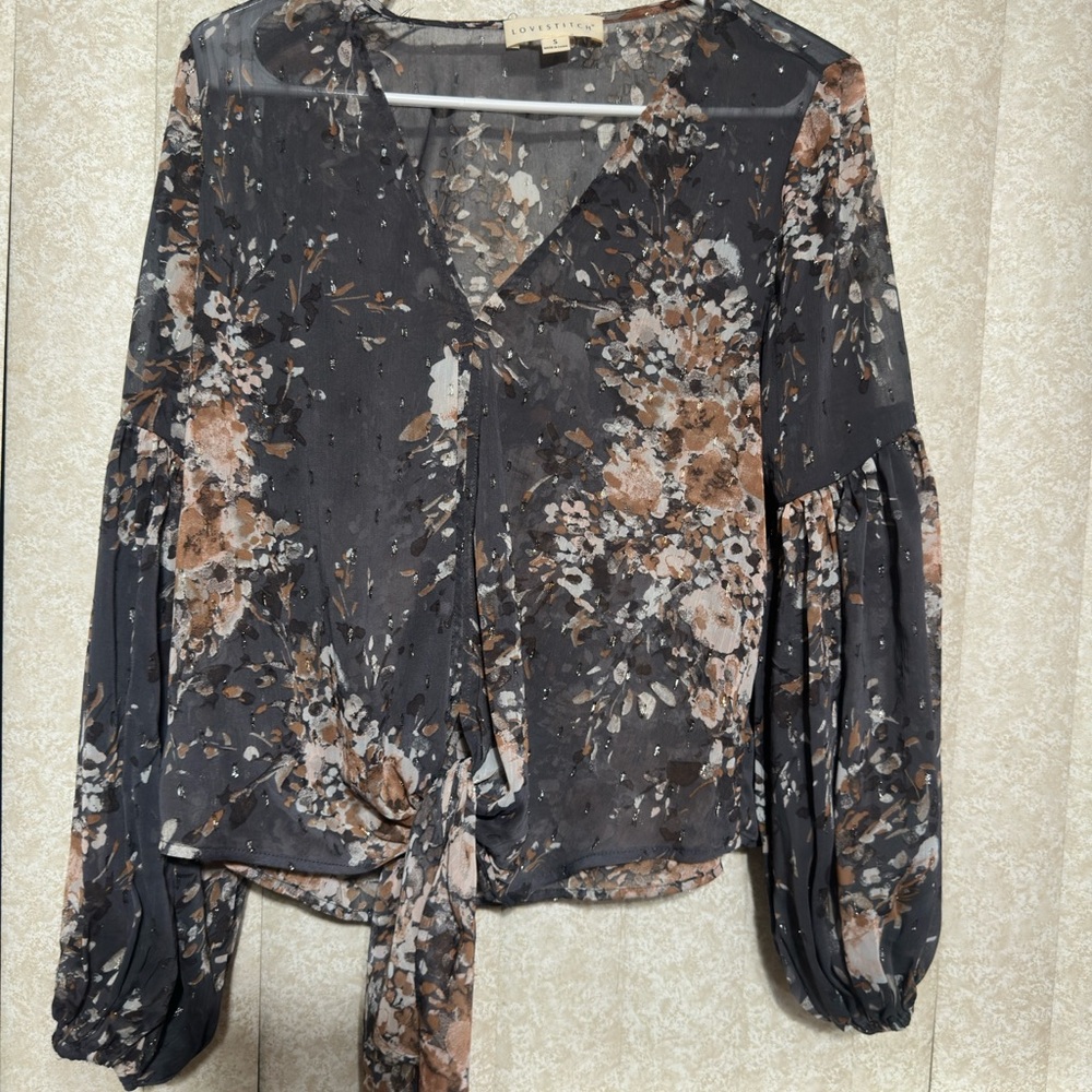 Floral Tie-Front Blouse